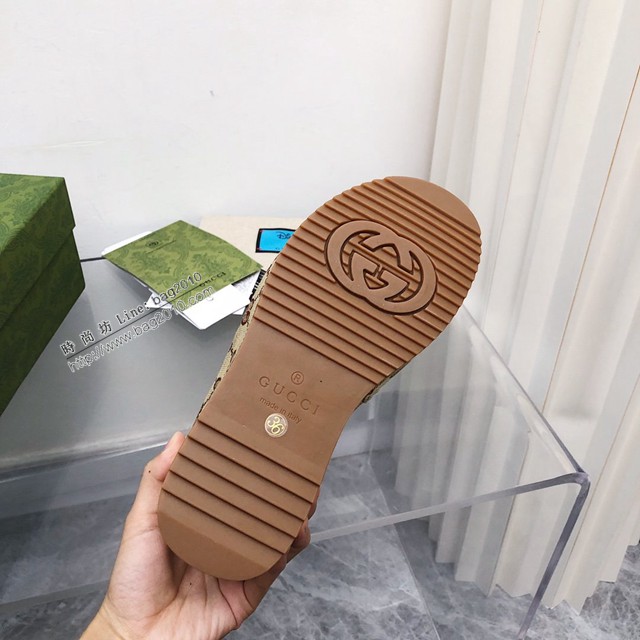 Gucci/Summer最新限量厚底拖鞋 gucci古馳新顏色拖鞋 dx3535